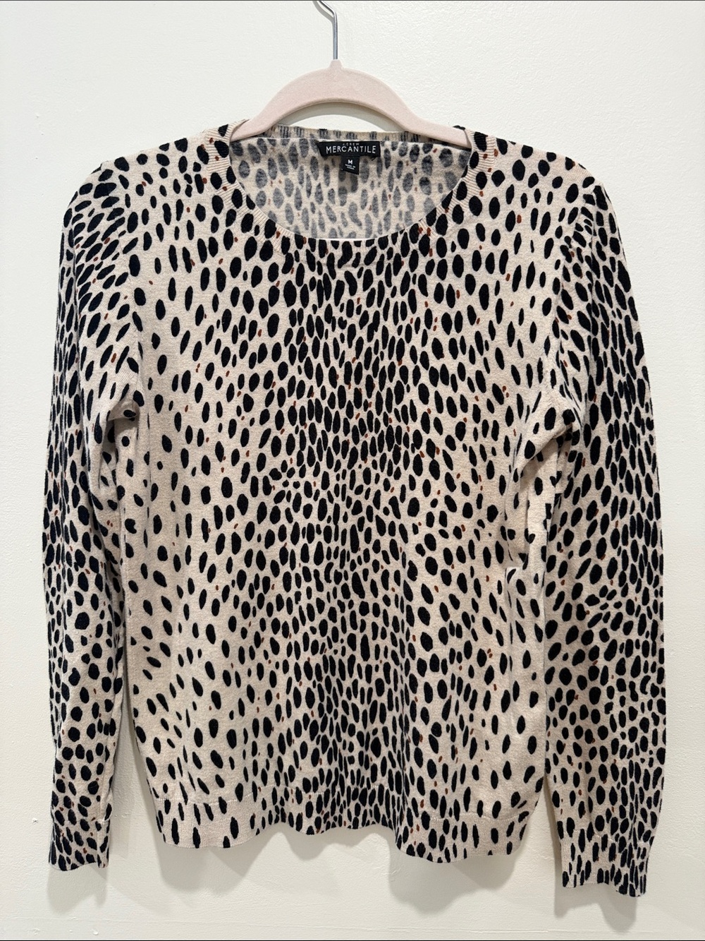 J Crew Mercantile Beige & Black Animal Print Long Sleeve Sweater
